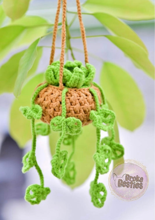 Small Monstera Crochet Hanging Car Charm