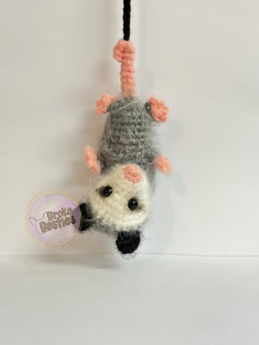 Priscilla Opossum Crochet Hanging Car Charm